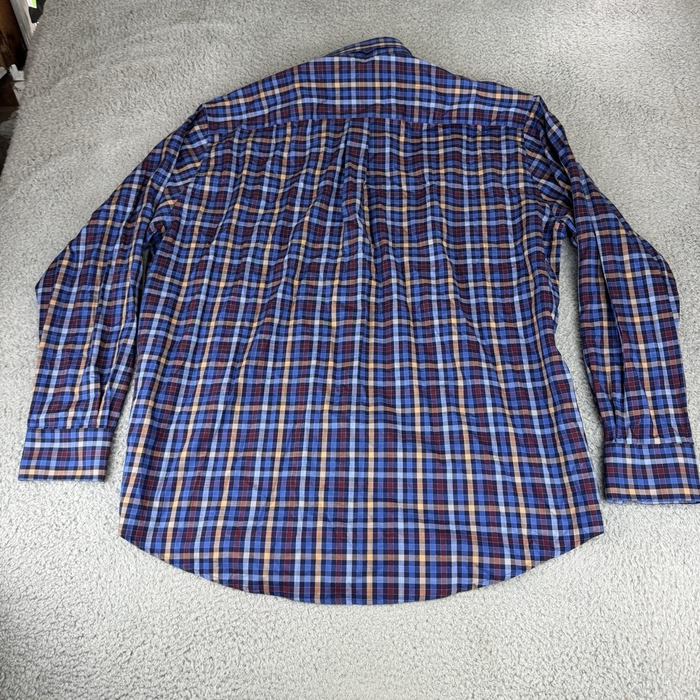 Peter Millar Long Sleeve Button Down Shirt Men's Size XXL Blue Plaid - Picture 10 of 11